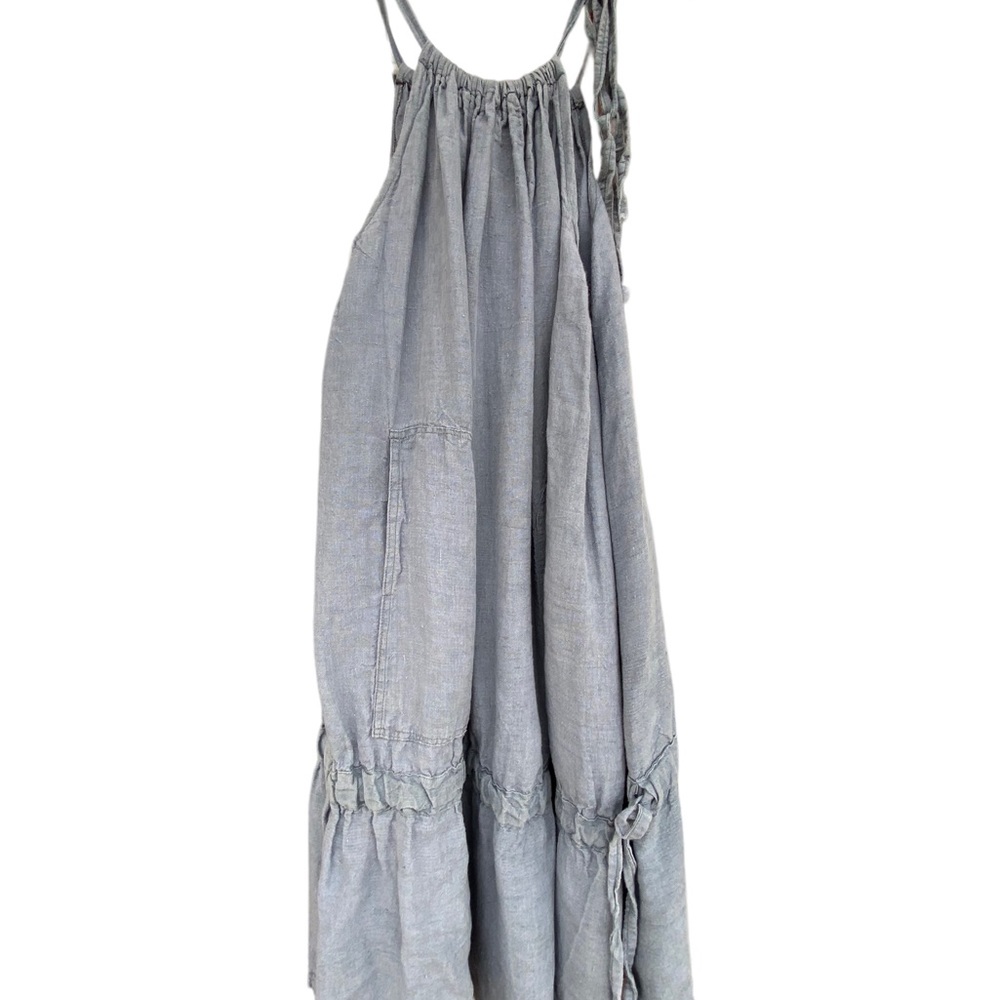 Magnolia Pearl chambray halter string tie dress